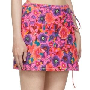 REINA‎ OLGA Pink Behati Cover-Up Skirt Size Various Color Pink Flowers MSRP $159